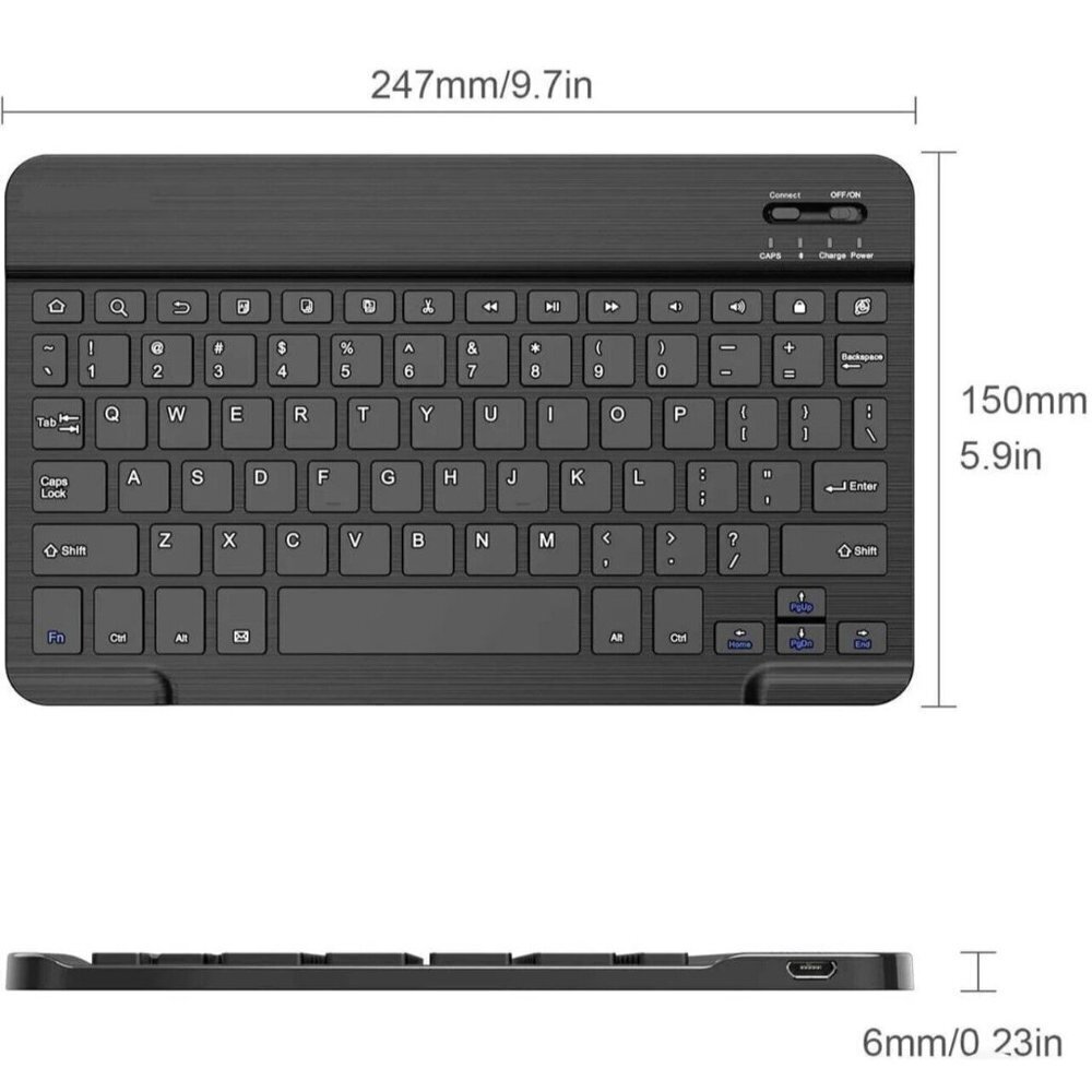 10 Inch Ultrathin (4mm) Wireless Bluetooth Keyboard for iPad Samsung Tablet - Picture 4 of 7